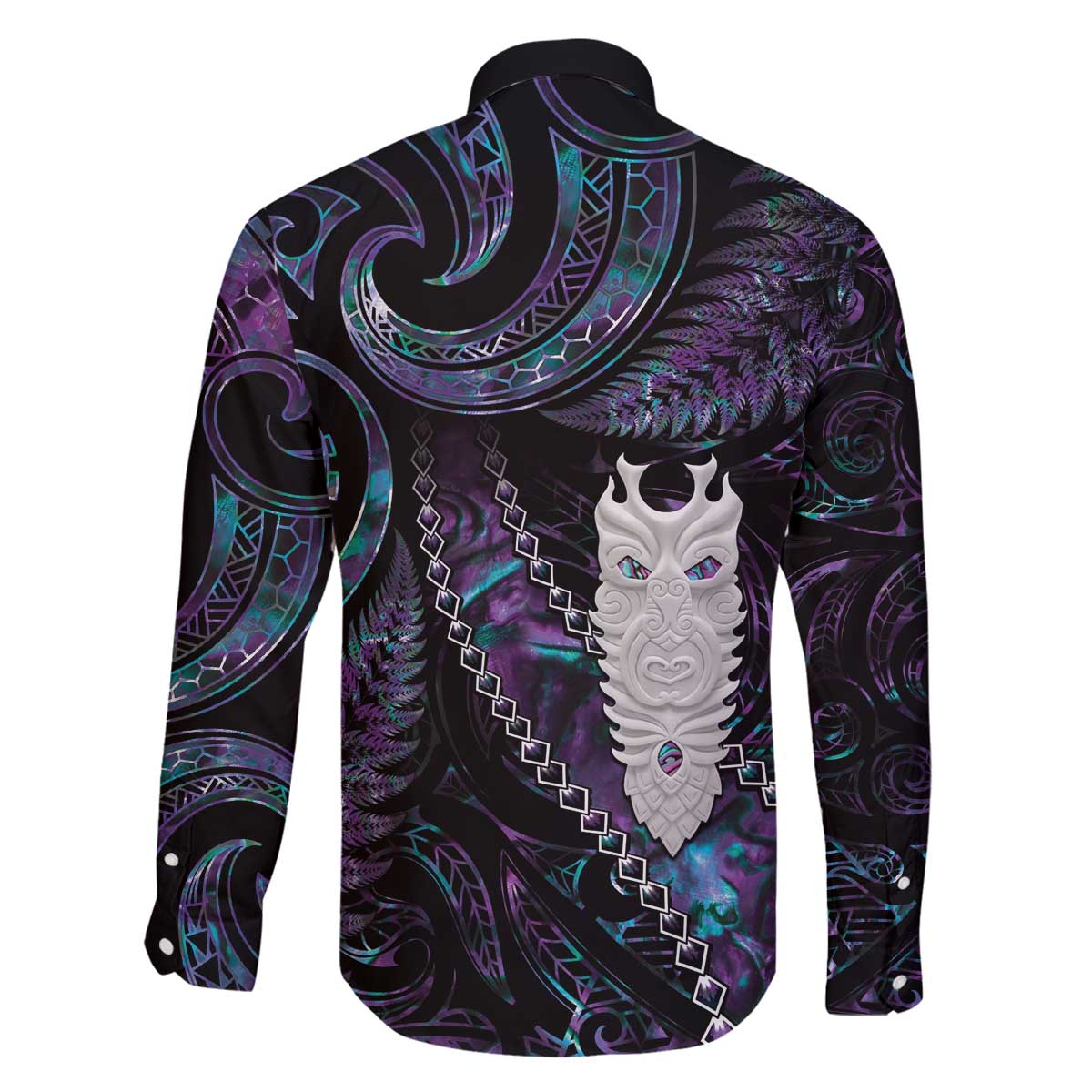 New Zealand Aotearoa Family Matching Puletasi and Hawaiian Shirt Maori Tane Te Waiora Paua Shell Glitter Purple LT05 - Polynesian Pride