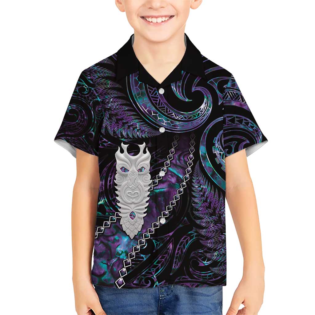 New Zealand Aotearoa Hawaiian Shirt Maori Tane Te Waiora Paua Shell Glitter Purple