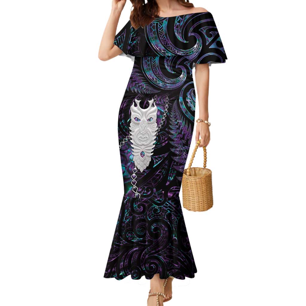 New Zealand Aotearoa Mermaid Dress Maori Tane Te Waiora Paua Shell Glitter Purple LT05 Women Purple - Polynesian Pride