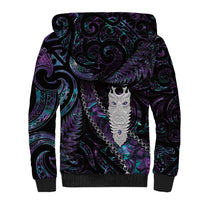 New Zealand Aotearoa Sherpa Hoodie Maori Tane Te Waiora Paua Shell Glitter Purple LT05 - Polynesian Pride