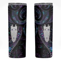 New Zealand Aotearoa Skinny Tumbler Maori Tane Te Waiora Paua Shell Glitter Purple LT05 Purple - Polynesian Pride