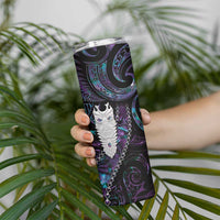 New Zealand Aotearoa Skinny Tumbler Maori Tane Te Waiora Paua Shell Glitter Purple LT05 - Polynesian Pride