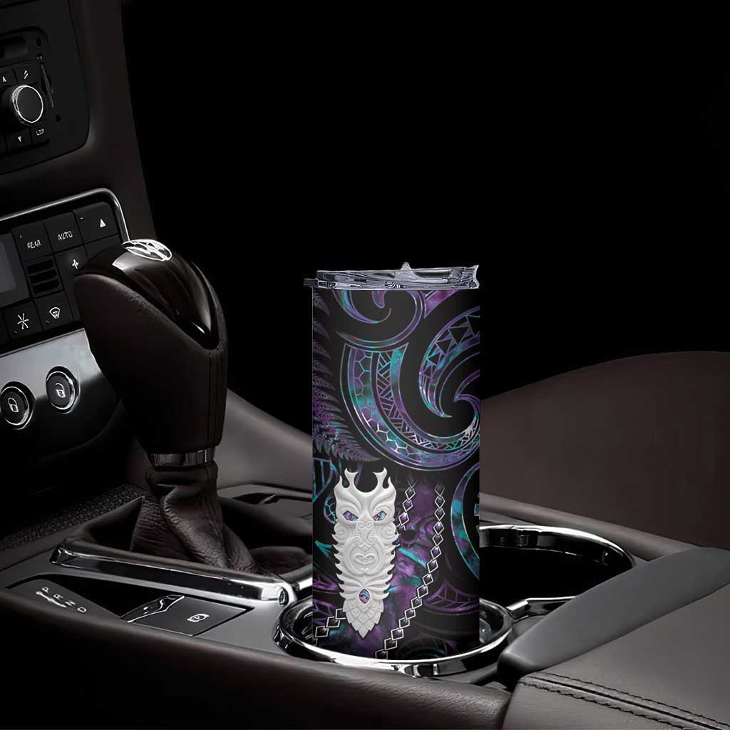 New Zealand Aotearoa Skinny Tumbler Maori Tane Te Waiora Paua Shell Glitter Purple LT05 - Polynesian Pride