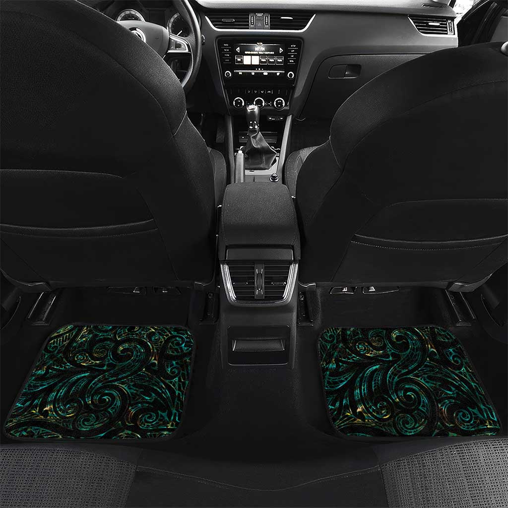 New Zealand Aotearoa Car Mats Maori Tane Te Waiora Paua Shell Glitter Green