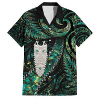 New Zealand Aotearoa Family Matching Long Sleeve Bodycon Dress and Hawaiian Shirt Maori Tane Te Waiora Paua Shell Glitter Green LT05 Dad's Shirt - Short Sleeve Green - Polynesian Pride