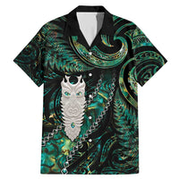 New Zealand Aotearoa Family Matching Mermaid Dress and Hawaiian Shirt Maori Tane Te Waiora Paua Shell Glitter Green LT05 Dad's Shirt - Short Sleeve Green - Polynesian Pride