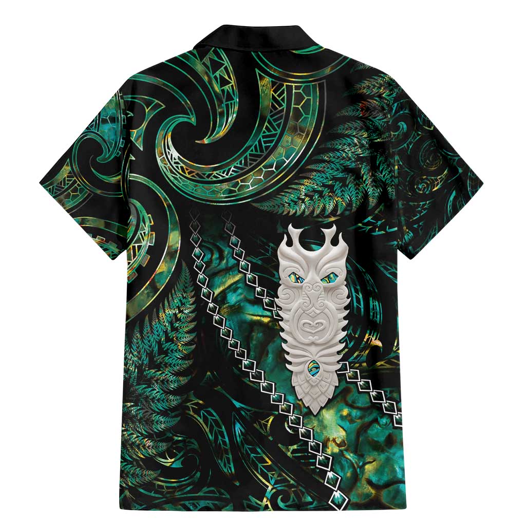 New Zealand Aotearoa Family Matching Mermaid Dress and Hawaiian Shirt Maori Tane Te Waiora Paua Shell Glitter Green LT05 - Polynesian Pride