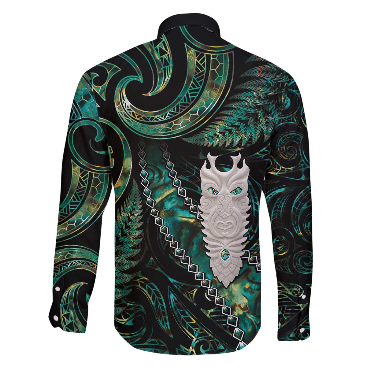 New Zealand Aotearoa Family Matching Off Shoulder Short Dress and Hawaiian Shirt Maori Tane Te Waiora Paua Shell Glitter Green LT05 - Polynesian Pride