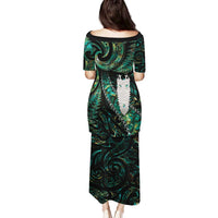 New Zealand Aotearoa Family Matching Puletasi and Hawaiian Shirt Maori Tane Te Waiora Paua Shell Glitter Green LT05 - Polynesian Pride
