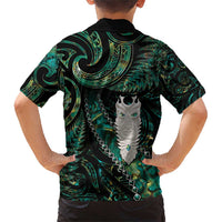 New Zealand Aotearoa Family Matching Short Sleeve Bodycon Dress and Hawaiian Shirt Maori Tane Te Waiora Paua Shell Glitter Green LT05 - Polynesian Pride