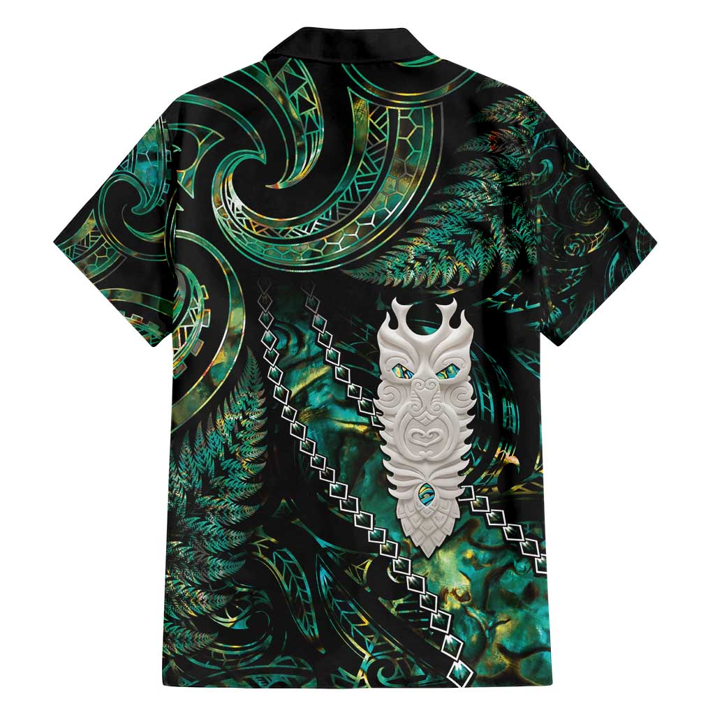 New Zealand Aotearoa Family Matching Summer Maxi Dress and Hawaiian Shirt Maori Tane Te Waiora Paua Shell Glitter Green LT05 - Polynesian Pride