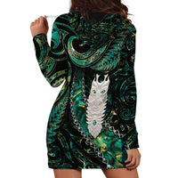 New Zealand Aotearoa Hoodie Dress Maori Tane Te Waiora Paua Shell Glitter Green