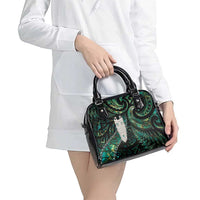 New Zealand Aotearoa Shoulder Handbag Maori Tane Te Waiora Paua Shell Glitter Green