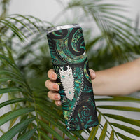 New Zealand Aotearoa Skinny Tumbler Maori Tane Te Waiora Paua Shell Glitter Green LT05 - Polynesian Pride