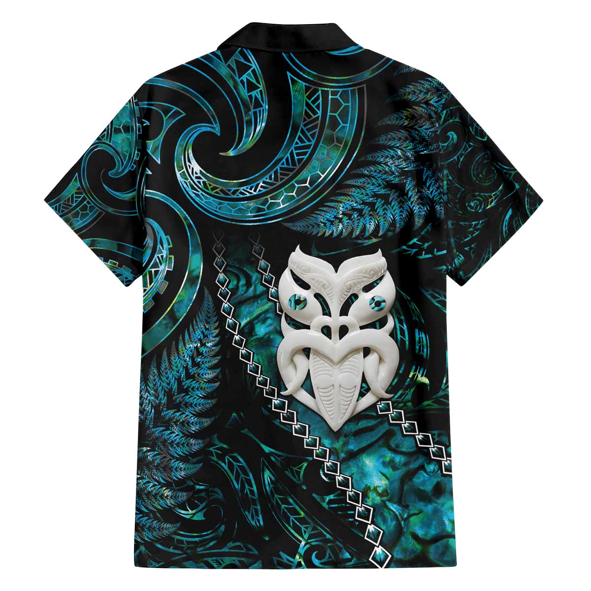 New Zealand Aotearoa Family Matching Off The Shoulder Long Sleeve Dress and Hawaiian Shirt Maori Wheku Paua Shell Glitter Turquoise LT05 - Polynesian Pride