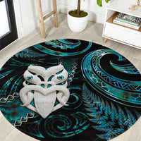 New Zealand Aotearoa Round Carpet Maori Wheku Paua Shell Glitter Turquoise LT05 Turquoise - Polynesian Pride