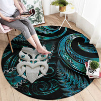 New Zealand Aotearoa Round Carpet Maori Wheku Paua Shell Glitter Turquoise LT05 - Polynesian Pride