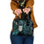 New Zealand Aotearoa Shoulder Handbag Maori Wheku Paua Shell Glitter Turquoise