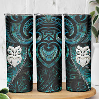 New Zealand Aotearoa Skinny Tumbler Maori Wheku Paua Shell Glitter Turquoise