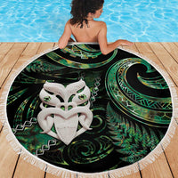 New Zealand Aotearoa Beach Blanket Maori Wheku Paua Shell Glitter Green
