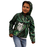 New Zealand Aotearoa Kid Hoodie Maori Wheku Paua Shell Glitter Green