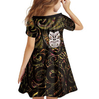 New Zealand Aotearoa Family Matching Long Sleeve Bodycon Dress and Hawaiian Shirt Maori Wheku Paua Shell Glitter Gold LT05 - Polynesian Pride