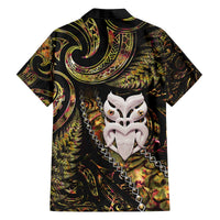 New Zealand Aotearoa Family Matching Off Shoulder Short Dress and Hawaiian Shirt Maori Wheku Paua Shell Glitter Gold LT05 - Polynesian Pride