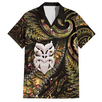 New Zealand Aotearoa Family Matching Short Sleeve Bodycon Dress and Hawaiian Shirt Maori Wheku Paua Shell Glitter Gold LT05 Dad's Shirt - Short Sleeve Gold - Polynesian Pride