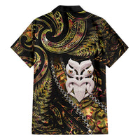 New Zealand Aotearoa Family Matching Short Sleeve Bodycon Dress and Hawaiian Shirt Maori Wheku Paua Shell Glitter Gold LT05 - Polynesian Pride