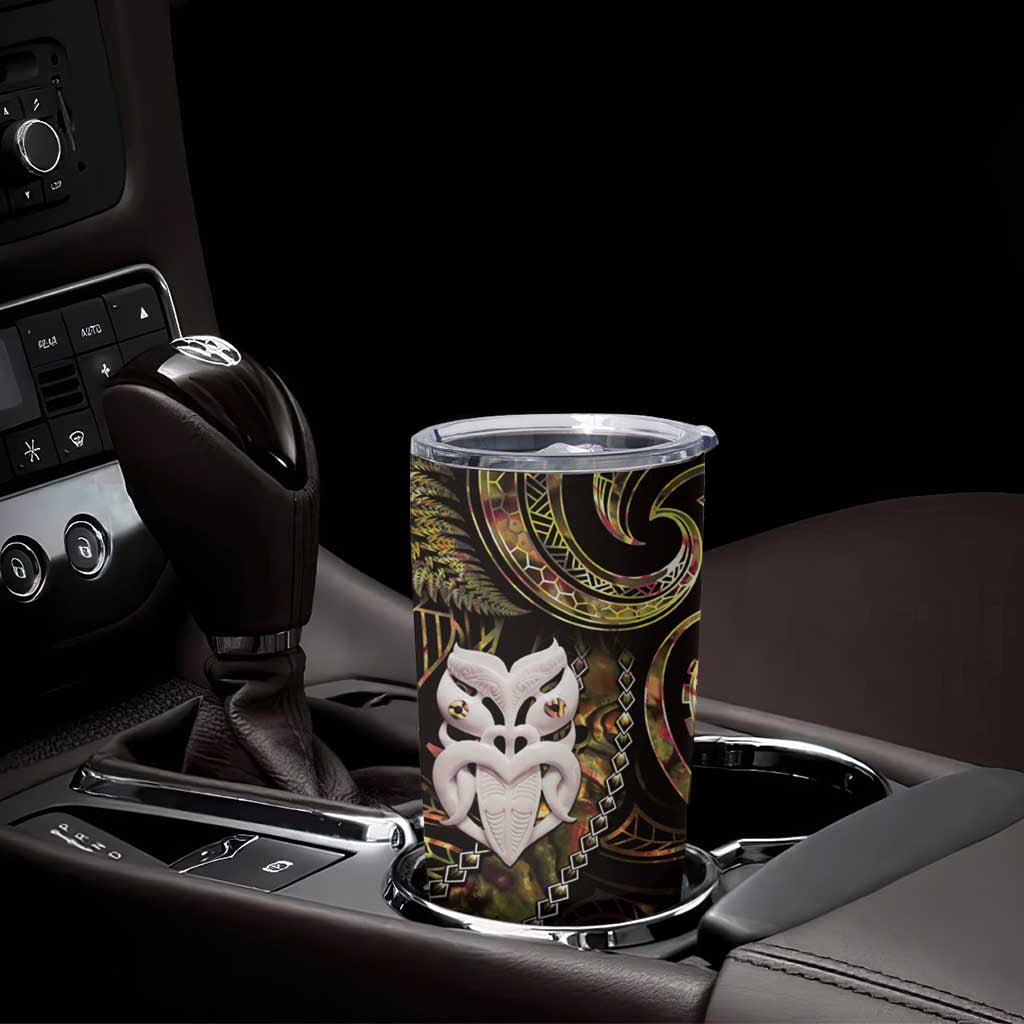 New Zealand Aotearoa Tumbler Cup Maori Wheku Paua Shell Glitter Gold