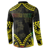Aloha Tropical Palm Trees Button Sweatshirt Reggae Polynesian Pattern