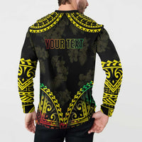 Aloha Tropical Palm Trees Button Sweatshirt Reggae Polynesian Pattern