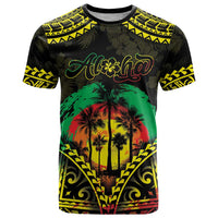 Aloha Tropical Palm Trees T Shirt Reggae Polynesian Pattern
