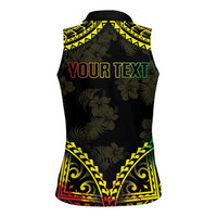 Aloha Tropical Palm Trees Women Sleeveless Polo Shirt Reggae Polynesian Pattern