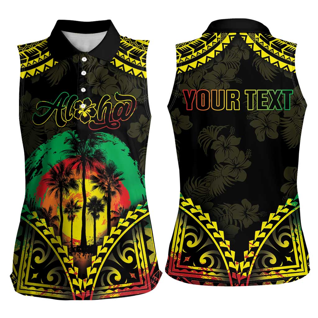 Aloha Tropical Palm Trees Women Sleeveless Polo Shirt Reggae Polynesian Pattern