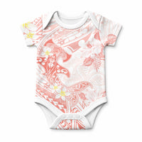 Polynesia Hammerhead Shark Baby Onesie Tropical Flowers Tribal Pattern Peach LT05 Peach - Polynesian Pride