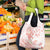 Polynesia Hammerhead Shark Grocery Bag Tropical Flowers Tribal Pattern Peach
