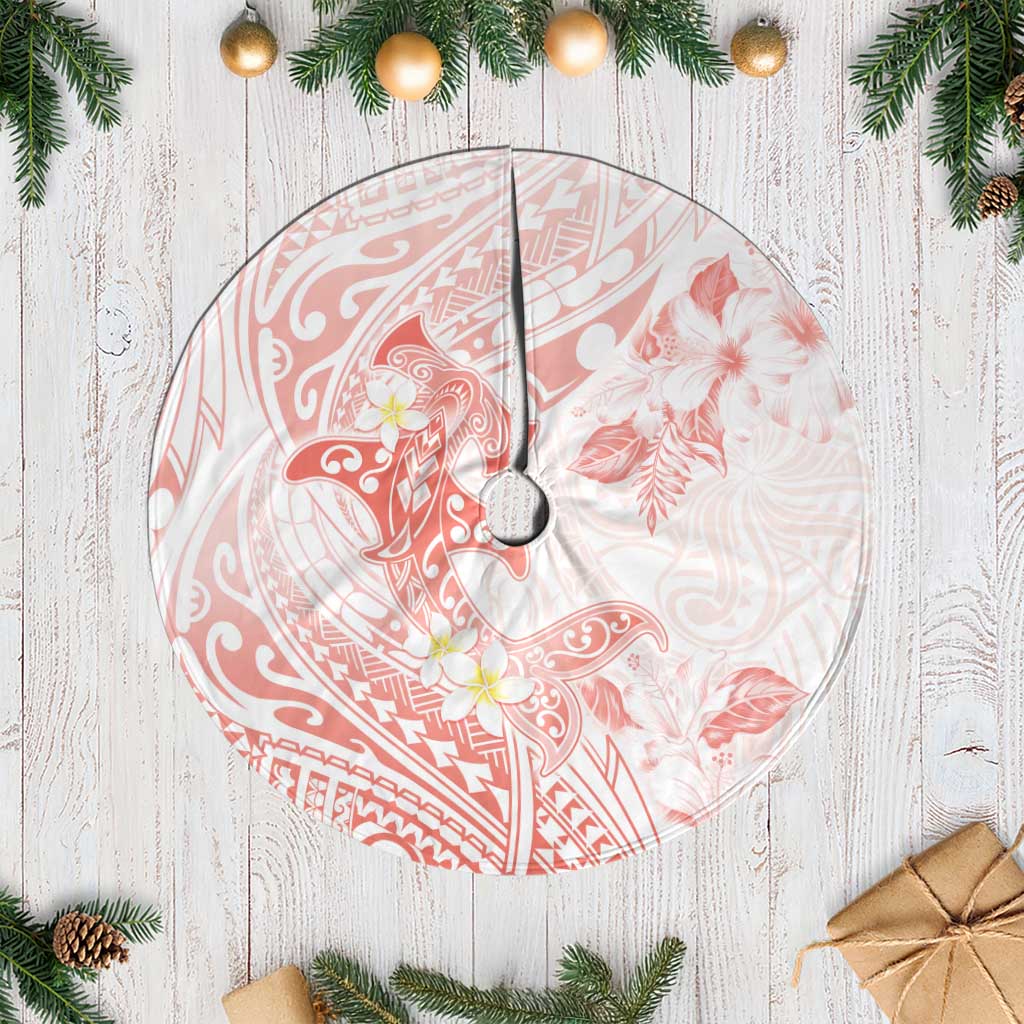 Polynesia Hammerhead Shark Tree Skirt Tropical Flowers Tribal Pattern Peach LT05 Casual Peach - Polynesian Pride