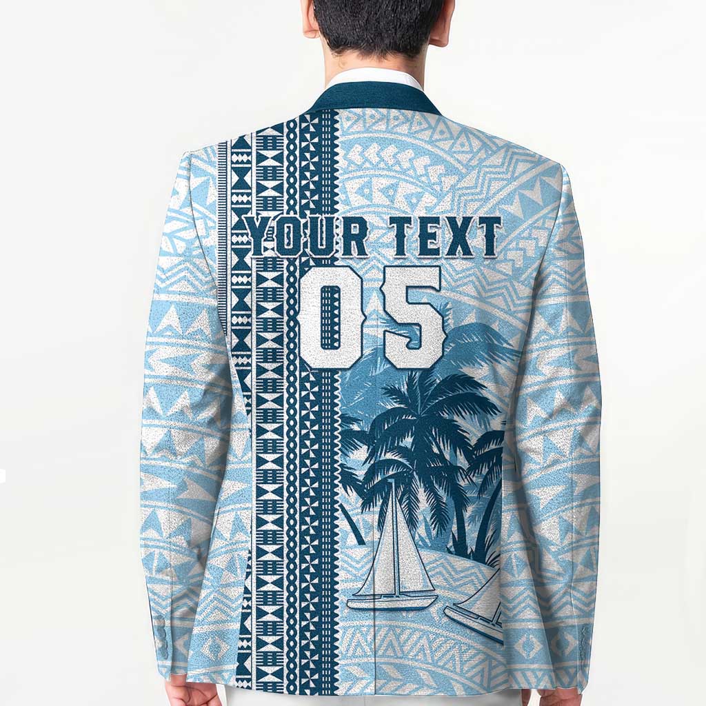 Custom Fiji Regatta Blazer Palm Tree Tapa Pattern - Polynesian Pride