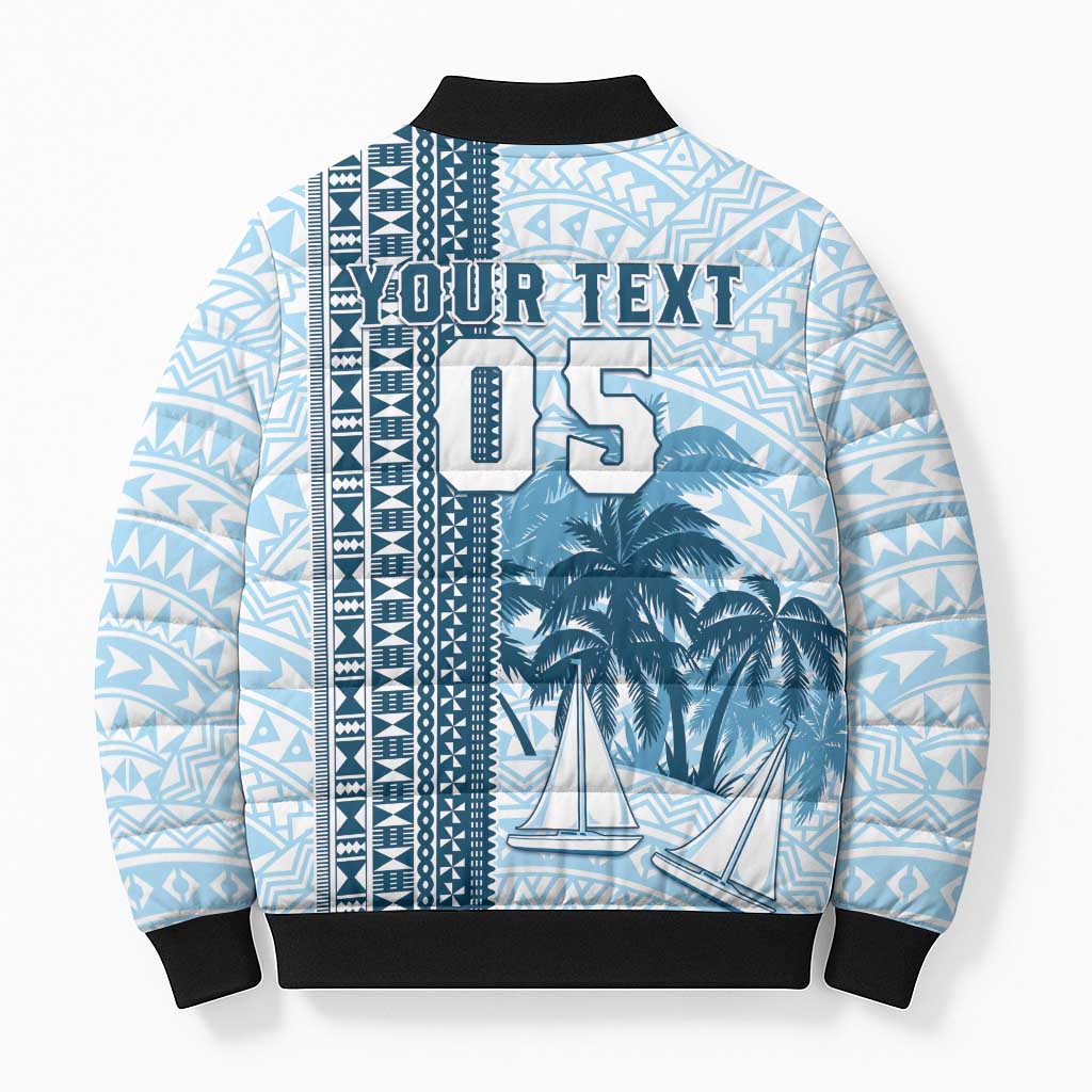 Custom Fiji Regatta Bomber Puffer Jacket Palm Tree Tapa Pattern - Polynesian Pride