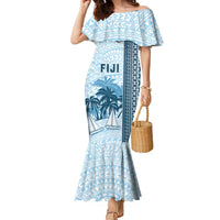 Custom Fiji Regatta Family Matching Mermaid Dress and Hawaiian Shirt Palm Tree Tapa Pattern - Polynesian Pride