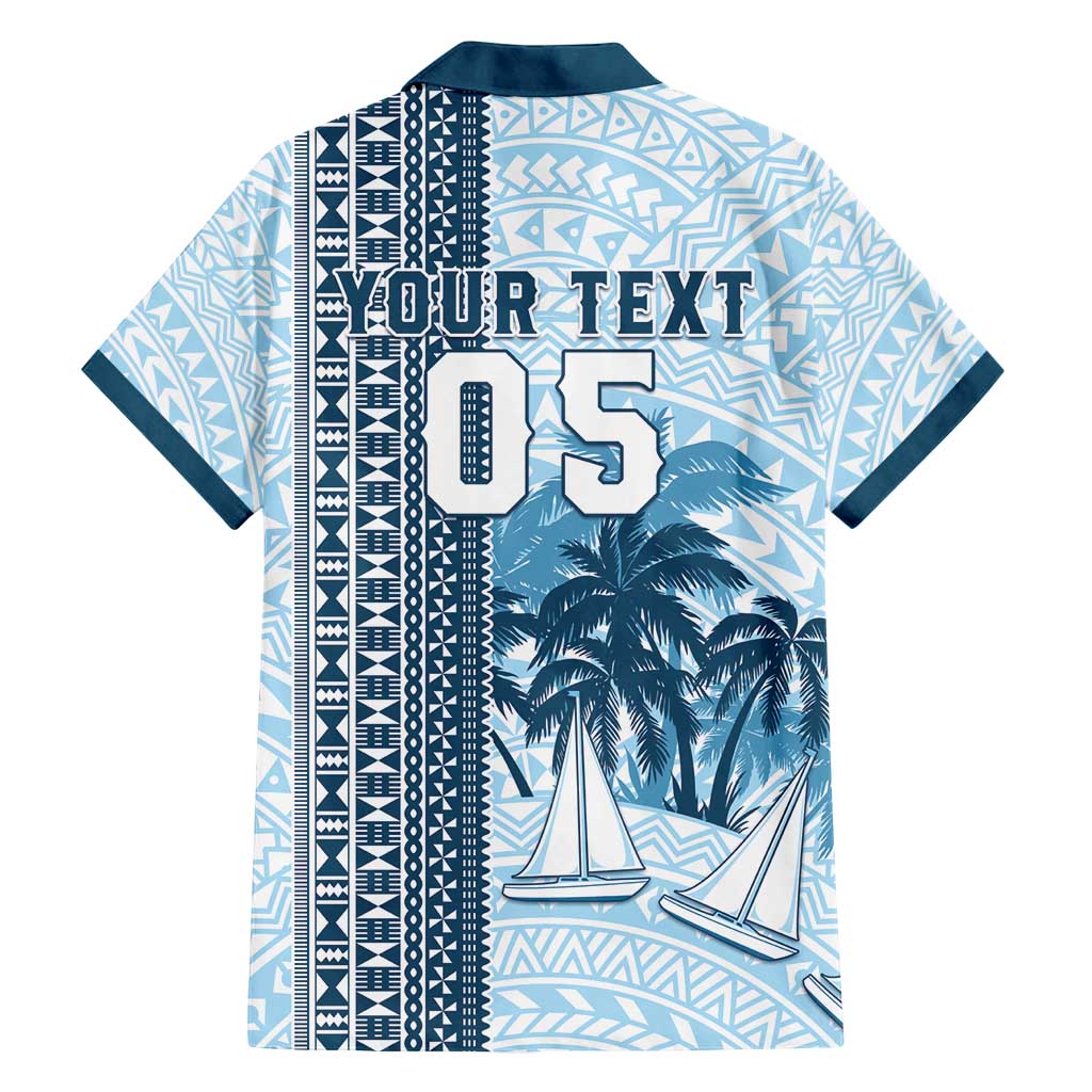 Custom Fiji Regatta Family Matching Off Shoulder Maxi Dress and Hawaiian Shirt Palm Tree Tapa Pattern - Polynesian Pride