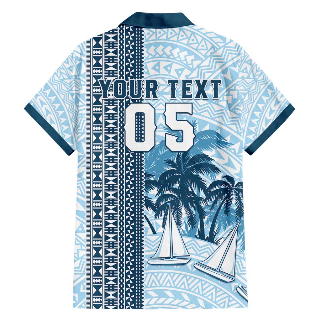 Custom Fiji Regatta Family Matching Short Sleeve Bodycon Dress and Hawaiian Shirt Palm Tree Tapa Pattern - Polynesian Pride