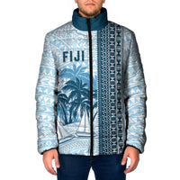 Custom Fiji Regatta Padded Jacket Palm Tree Tapa Pattern - Polynesian Pride