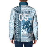 Custom Fiji Regatta Padded Jacket Palm Tree Tapa Pattern - Polynesian Pride