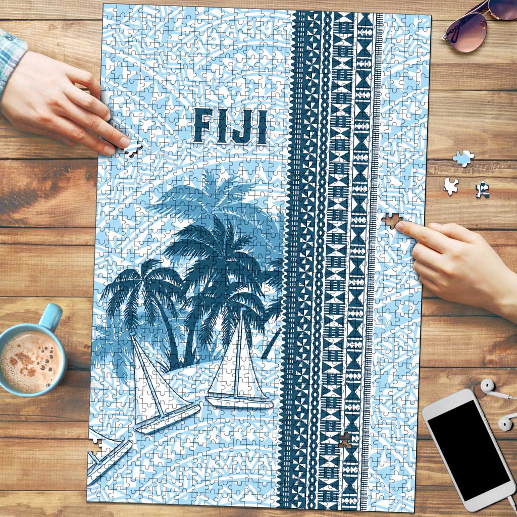 Fiji Regatta Puzzle Palm Tree Tapa Pattern - Polynesian Pride