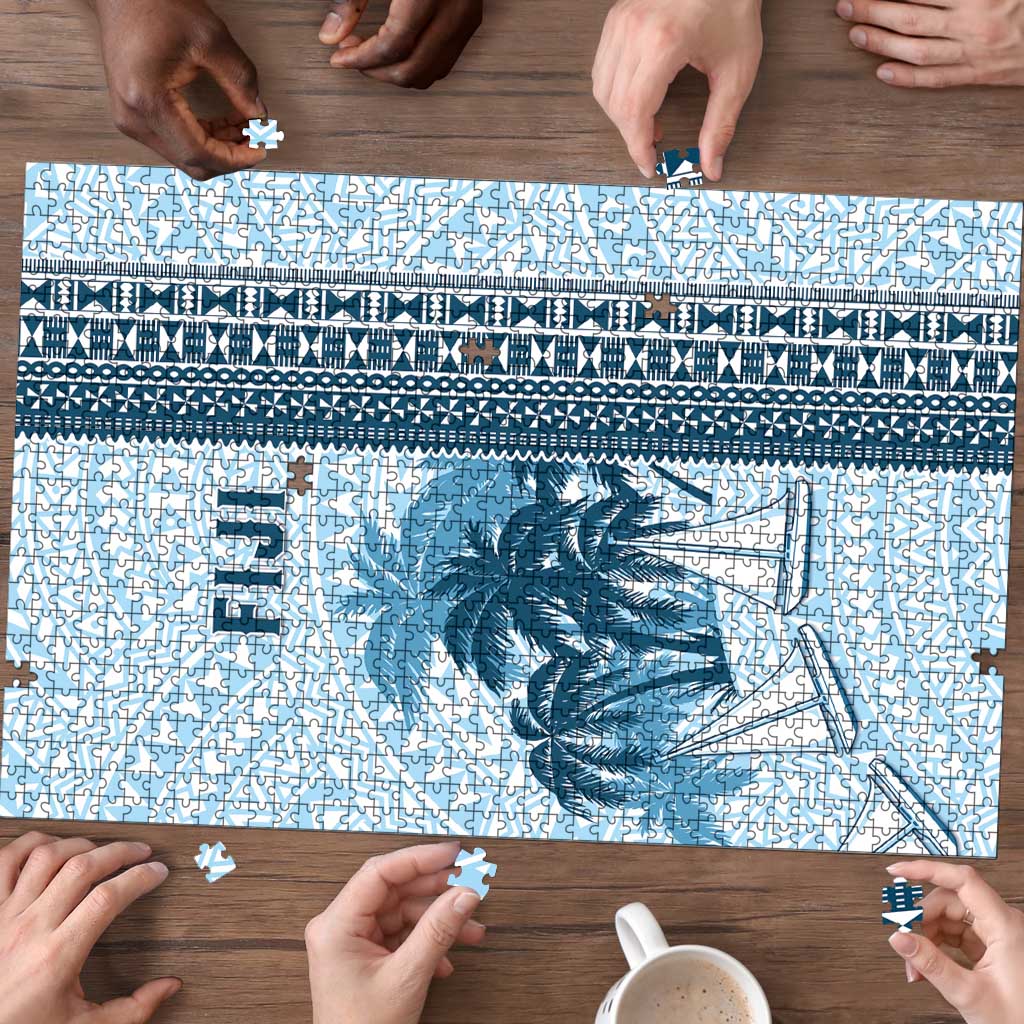 Fiji Regatta Puzzle Palm Tree Tapa Pattern - Polynesian Pride