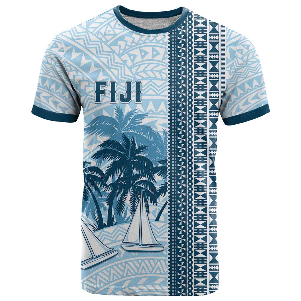 Custom Fiji Regatta T Shirt Palm Tree Tapa Pattern - Polynesian Pride