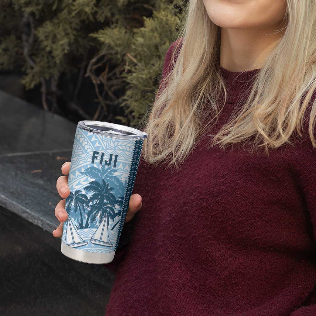 Custom Fiji Regatta Tumbler Cup Palm Tree Tapa Pattern - Polynesian Pride