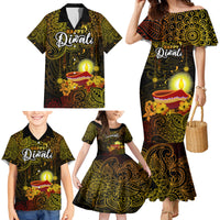Happy Diwali Festival Family Matching Mermaid Dress and Hawaiian Shirt Diya Lamp Hibiscus Polynesian Pattern LT05 - Polynesian Pride